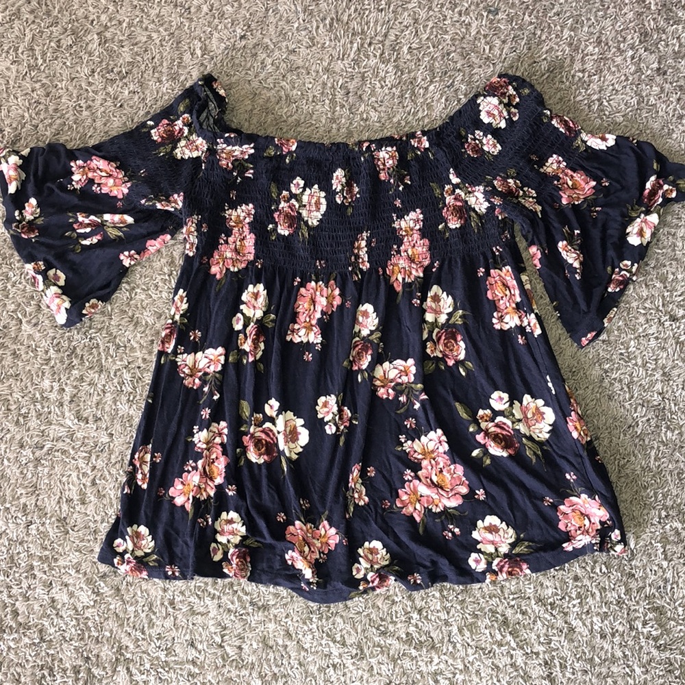Off the shoulder floral top.